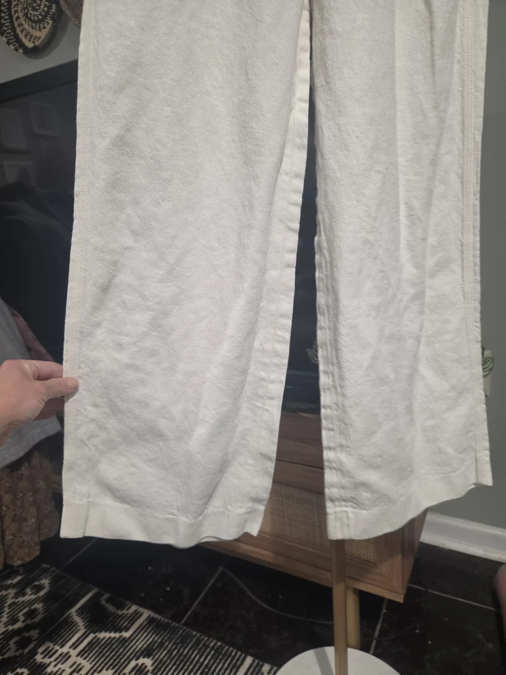 Zara Ivory Linen Blend High Rise Wide Leg Trousers Size Small